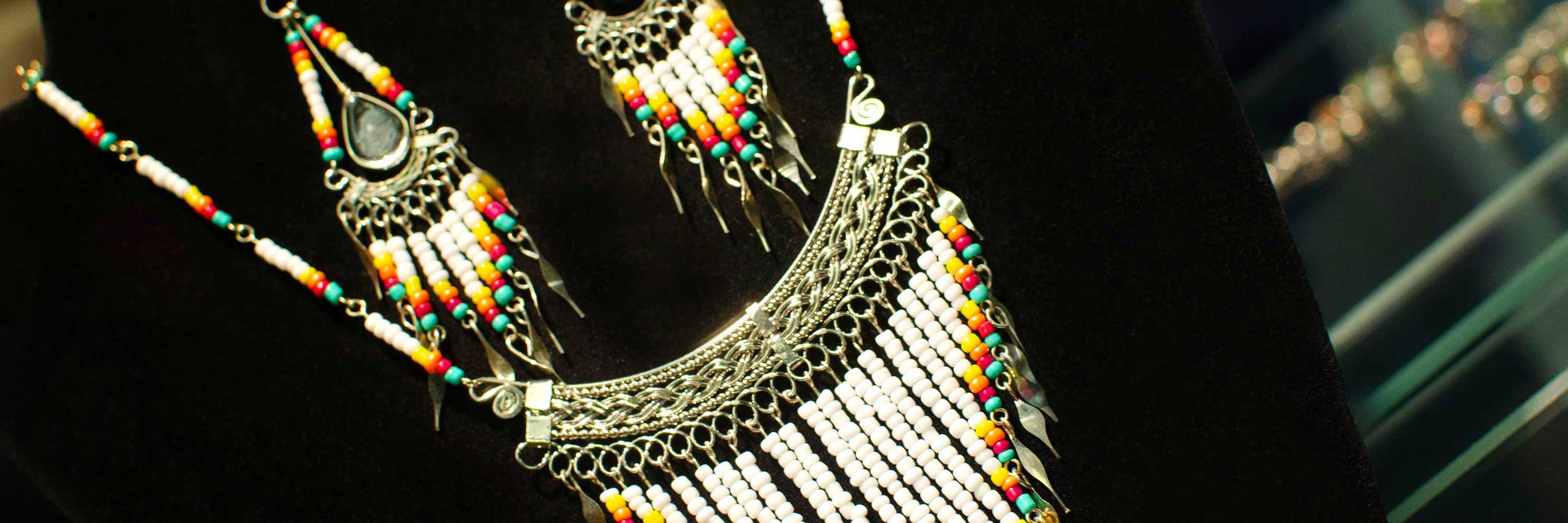 A photo of a beaded necklace